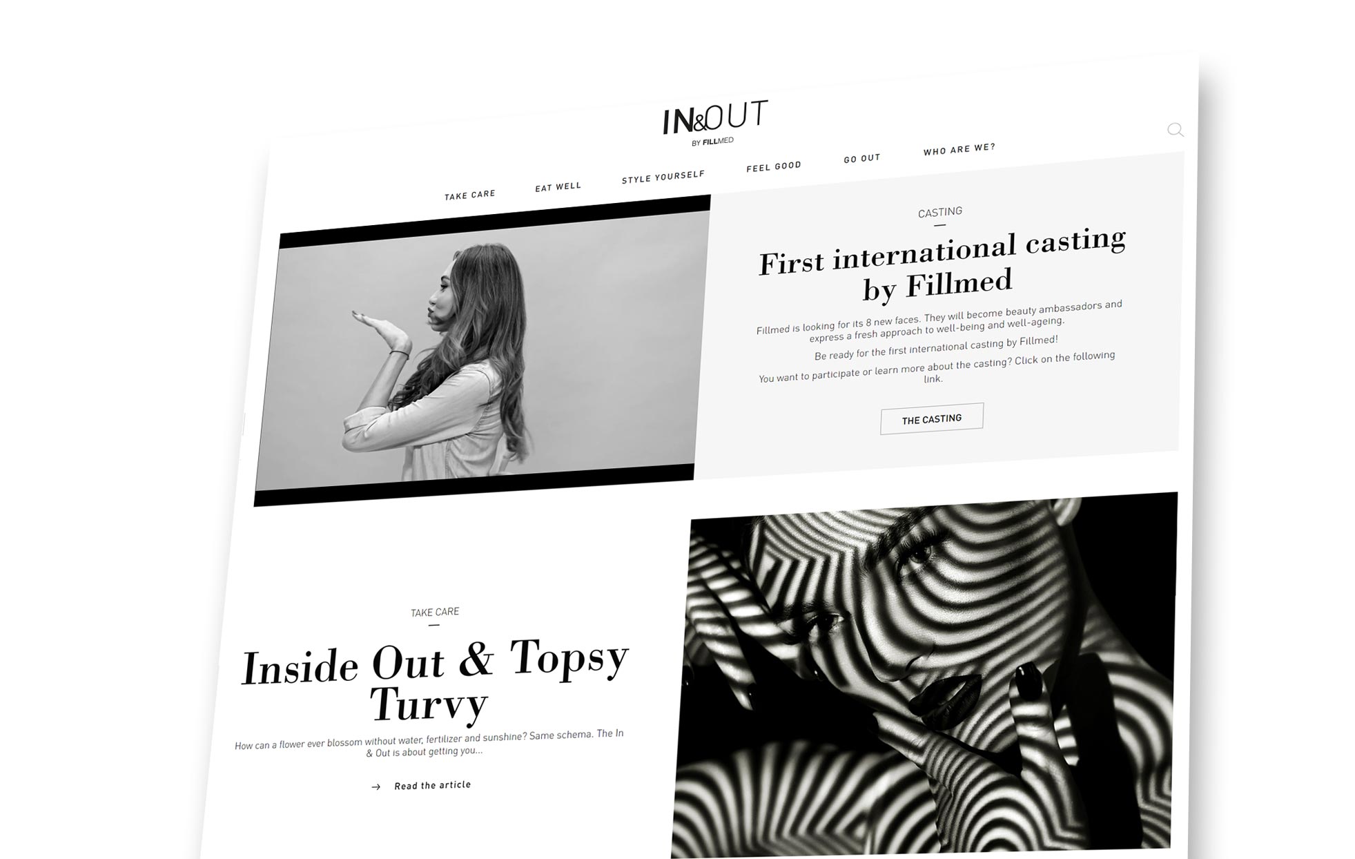 Website In&Out in black and white | Fillmed